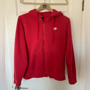Nike Zip up Hoodie - Red, size Large